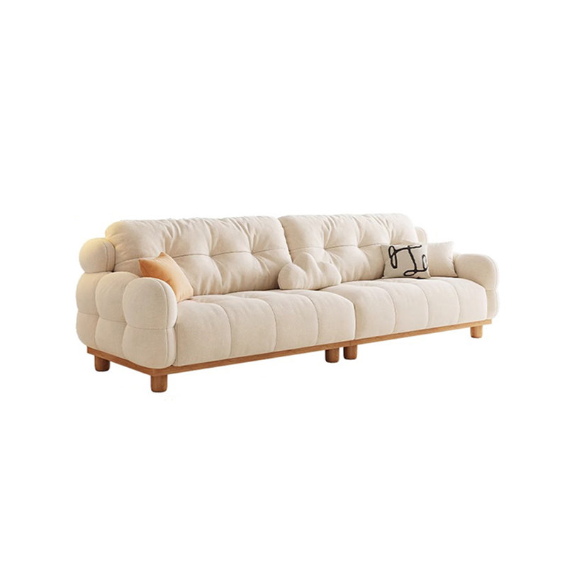 Canapé en tissu rond de style crème, H 40,55 po x l 129,92 po x P 37,4 po
