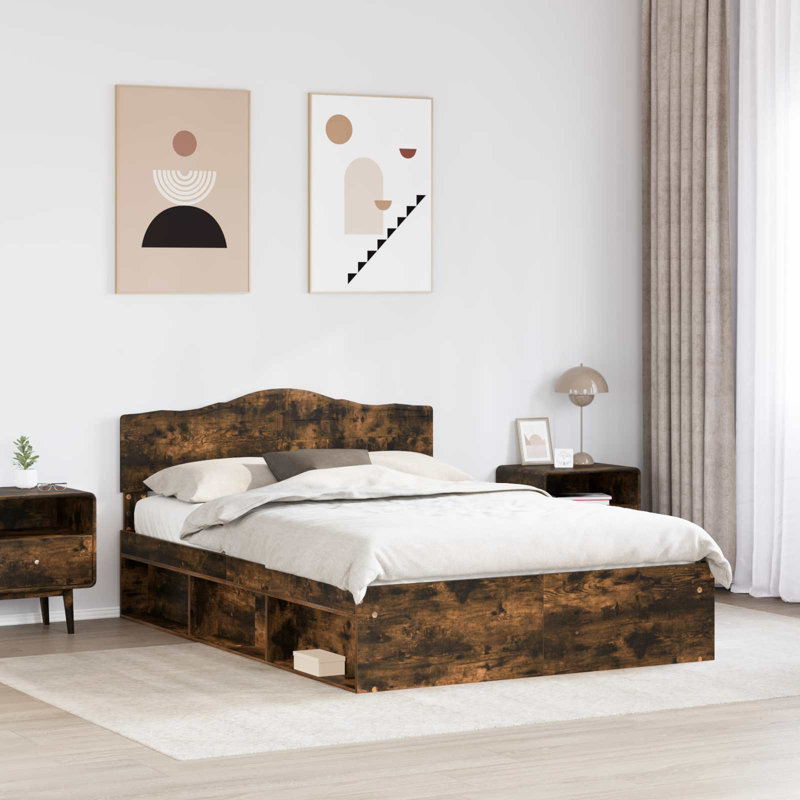 Solid Wood Bed, Smoked Oak, Kingsize (5')