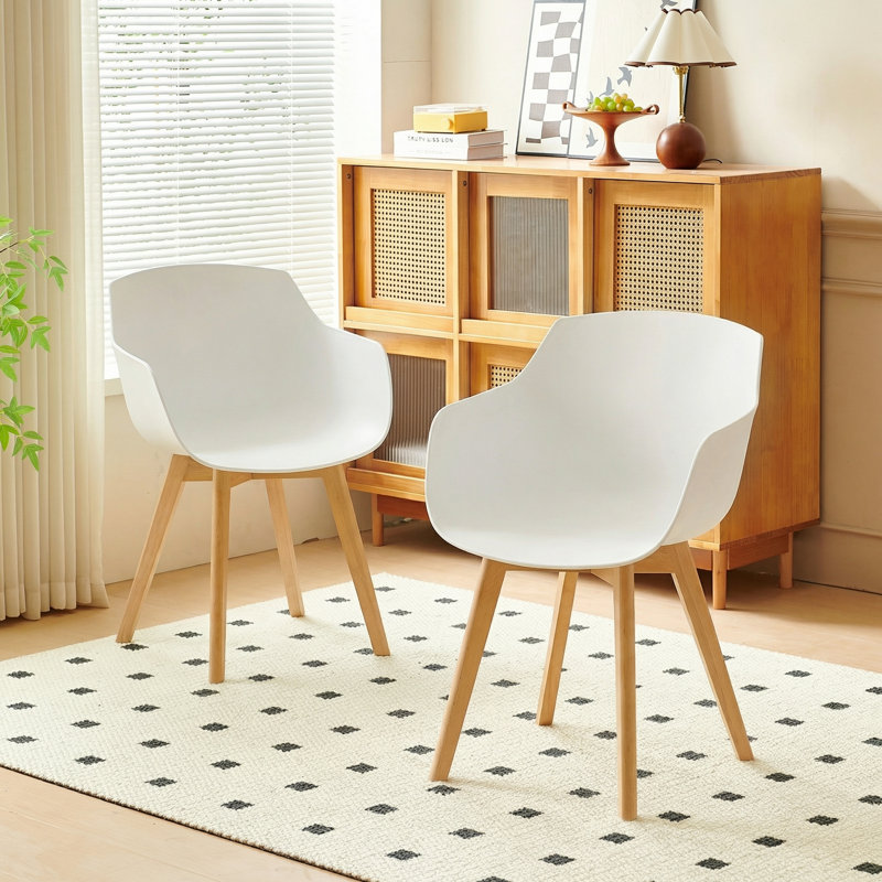 Neve Solid Wood Dining Chair, White, 2