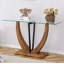 Table rectangulaire moderne en verre minimaliste avec plateau en verre trempé de 0,31 po et pieds autocollants en bois aggloméré, convenant à l'entrée et au salon
