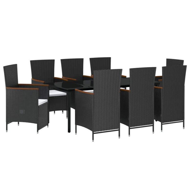  Ensemble de salle à manger de jardin noir et blanc crème