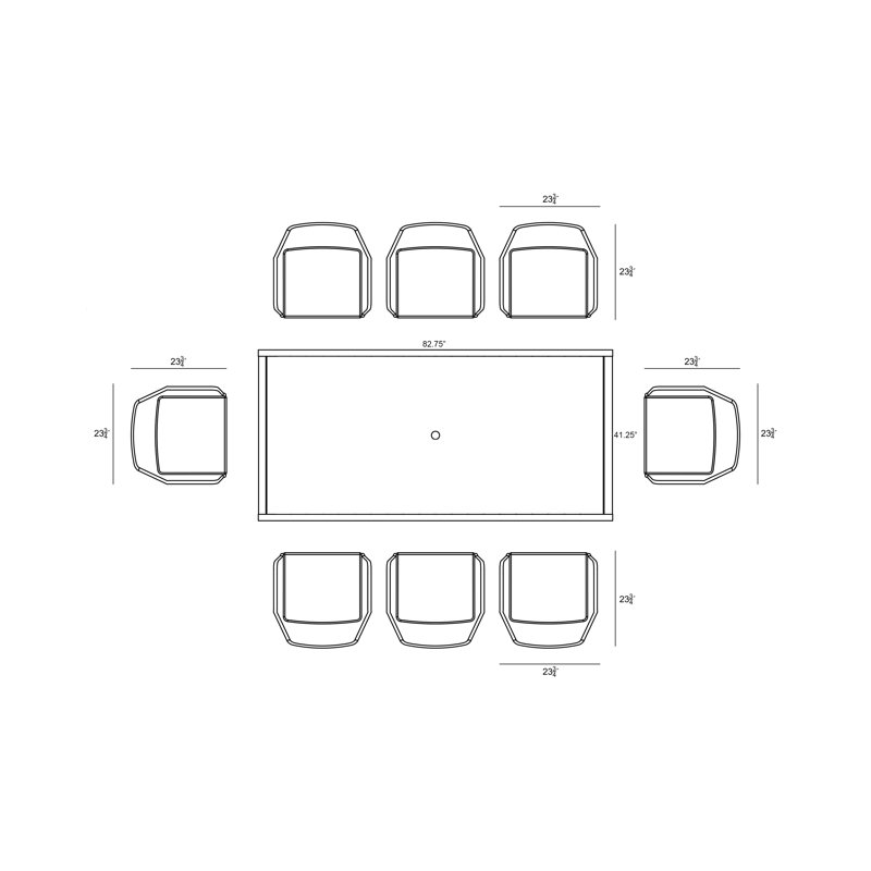Inaya 8 - Person Metal Patio Dining Set with Extendable Rectangular Table , Cushions Included