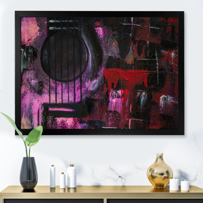 Mauve musique guitare III - décoration murale moderne en toile