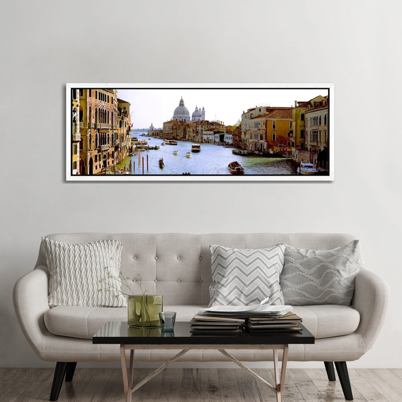 Boats In A Canal With A Church In The BackgroundSanta Maria Della Salute, Grand Canal, Venice, Veneto, Italy by Panoramic Images - Panoramic Gallery-Wrapped Canvas Giclée on Canvas