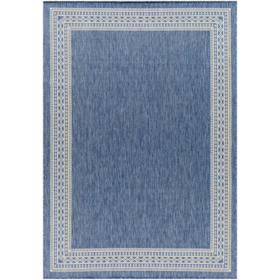 Geometric Machine Made Power Loomed Polypropylene Indoor / Outdoor Area Rug in Blue