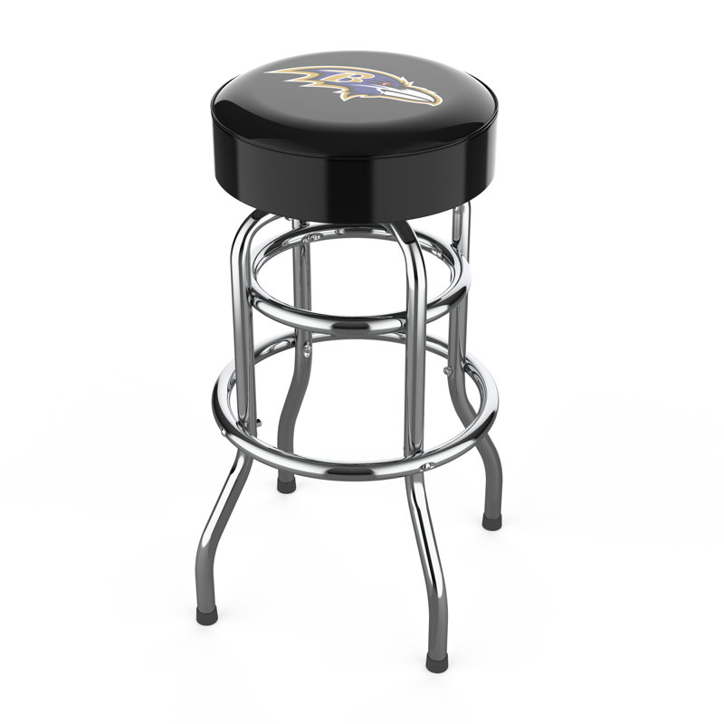 Commercial Grade Chrome Swivel Bar Stool with Vibrant Team Colors  , Baltimore Ravens
