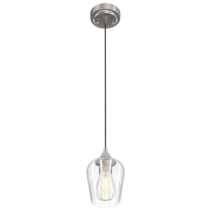 Pendant Light Fixture with Adjustable Height, Brushed Nickel, 1