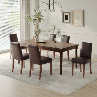 17.3'' Wide Modern Upholstered Fabric High Back Parsons Side Dining Chair with Solid Wood Legs