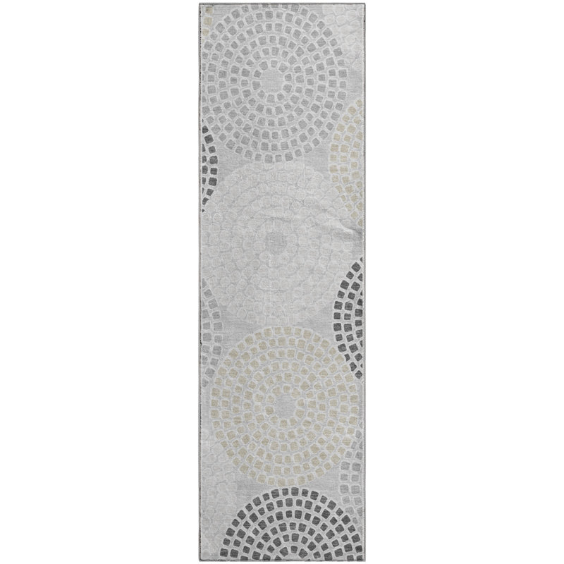 Premium Machine Washable Prisco Gray Rug, Runner 2'3" x 7'6"