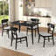  Ensemble de salle à manger 5 pièces Mid-Century, table rectangulaire de 47 po avec 4 chaises rembourrées en bois d'hévéa, noir et beige clair-104540192