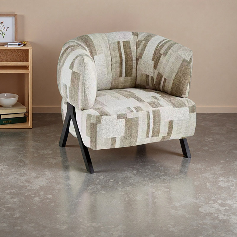 Chaise d'appoint élégante avec accoudoirs arrondis, Kaki
