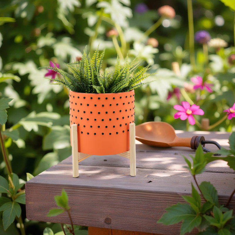 Pot à fleurs en céramique Modern Modern, Orange, H 8 po x l 10 po x P 10 po