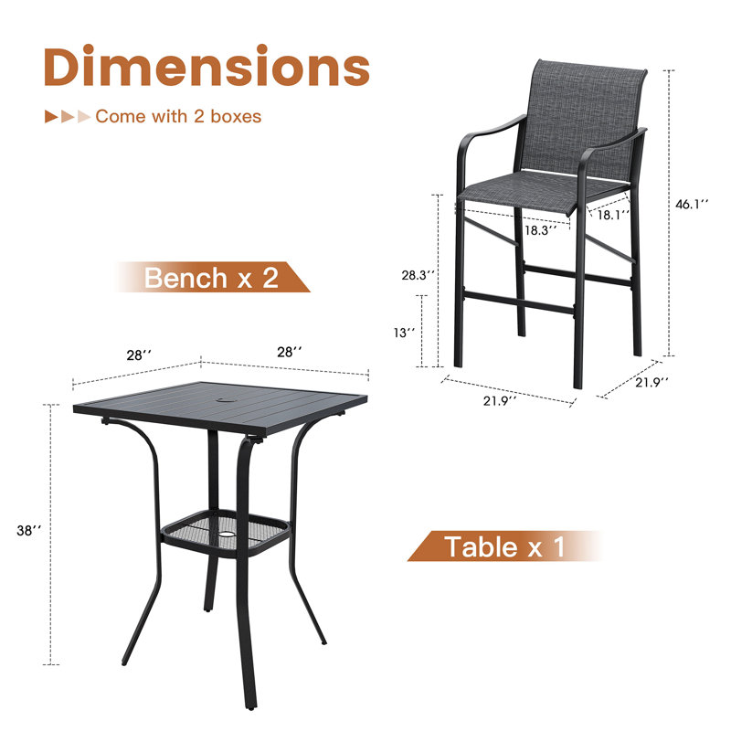 ensemble de patio, Gris
