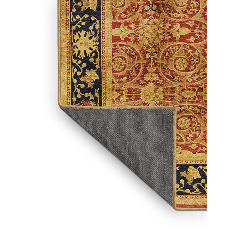 Tapis doré / rouge / bleu foncé Rafn, Rectangle 5 pi x 8 pi