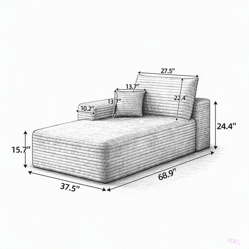 Y165-R-SLEEPER couchette droite, Right, Green Corduroy
