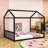 Metal House-Shaped Floor Bed With Safety Guardrails-1817218154-1817218155