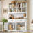 69"H X 47.2"W Large Bookcase With 8 cubbies, 3-Tier Standard Wood Storage Bookcase With 4 Doors and 2 Drawers, Tall Bookshelf and Bookcase, White-1866540735