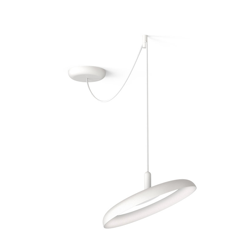 Nivél 1 - Light Single Dome Pendant, 120" H x 15" W x 15" D, Off White, White