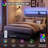 Queen Bed Frame with Storage Headboard and  LED Lights Metal Platform with Charging Station