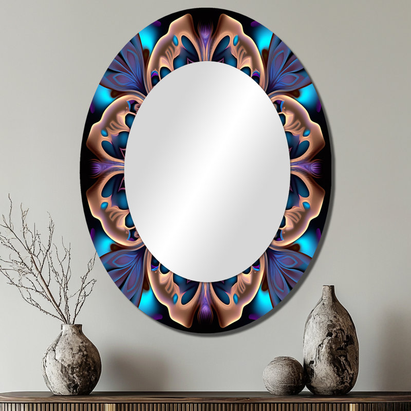 Celestial Mandala In Mysterious Purple & Blue III - Large Oval Wall Mirror On Metal, 40" x 30"