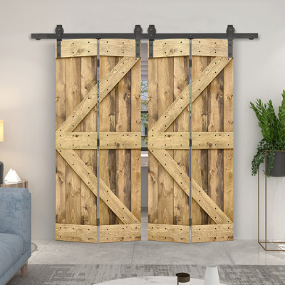 84'' Solid Wood Barn Doors Painted without Installation Hardware Kit Barn Door