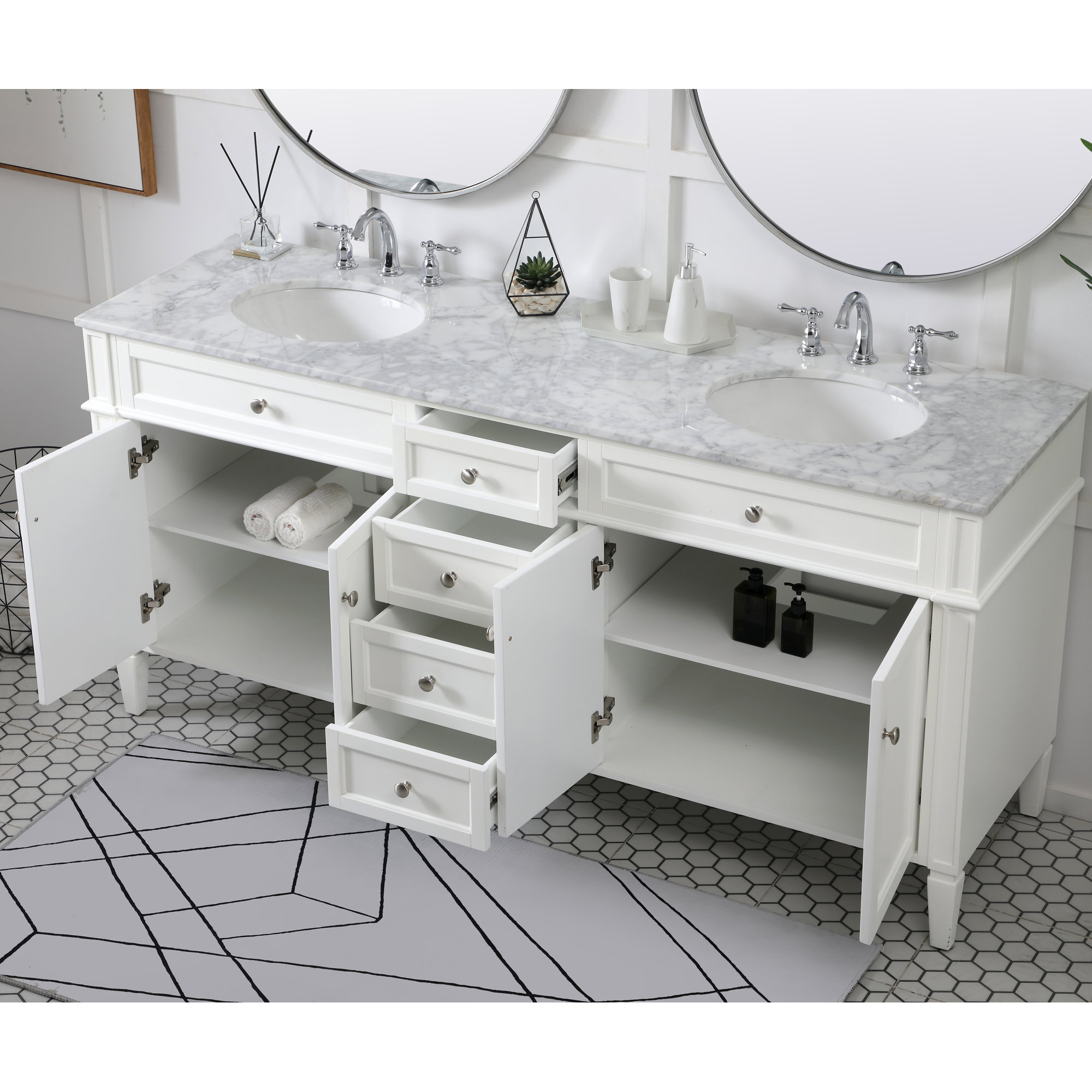 Rivers 72'' Double Bathroom Vanity, White