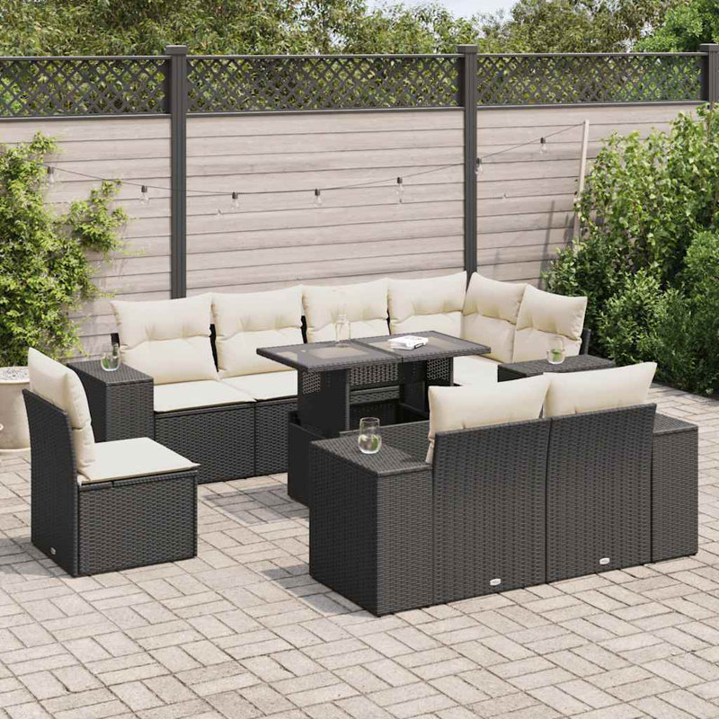 Vidaxl Garden Sofa Set Black, Cream White
