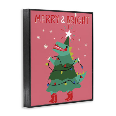 «Merry and Bright Dinosaur», art mural sur toile par Riley Hutchens