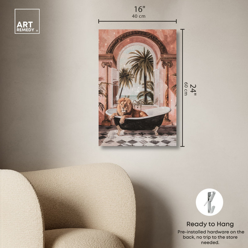 «Sleeping Lion Bath» par Art Remedy, Toile tendue, H 24 po x l 16 po