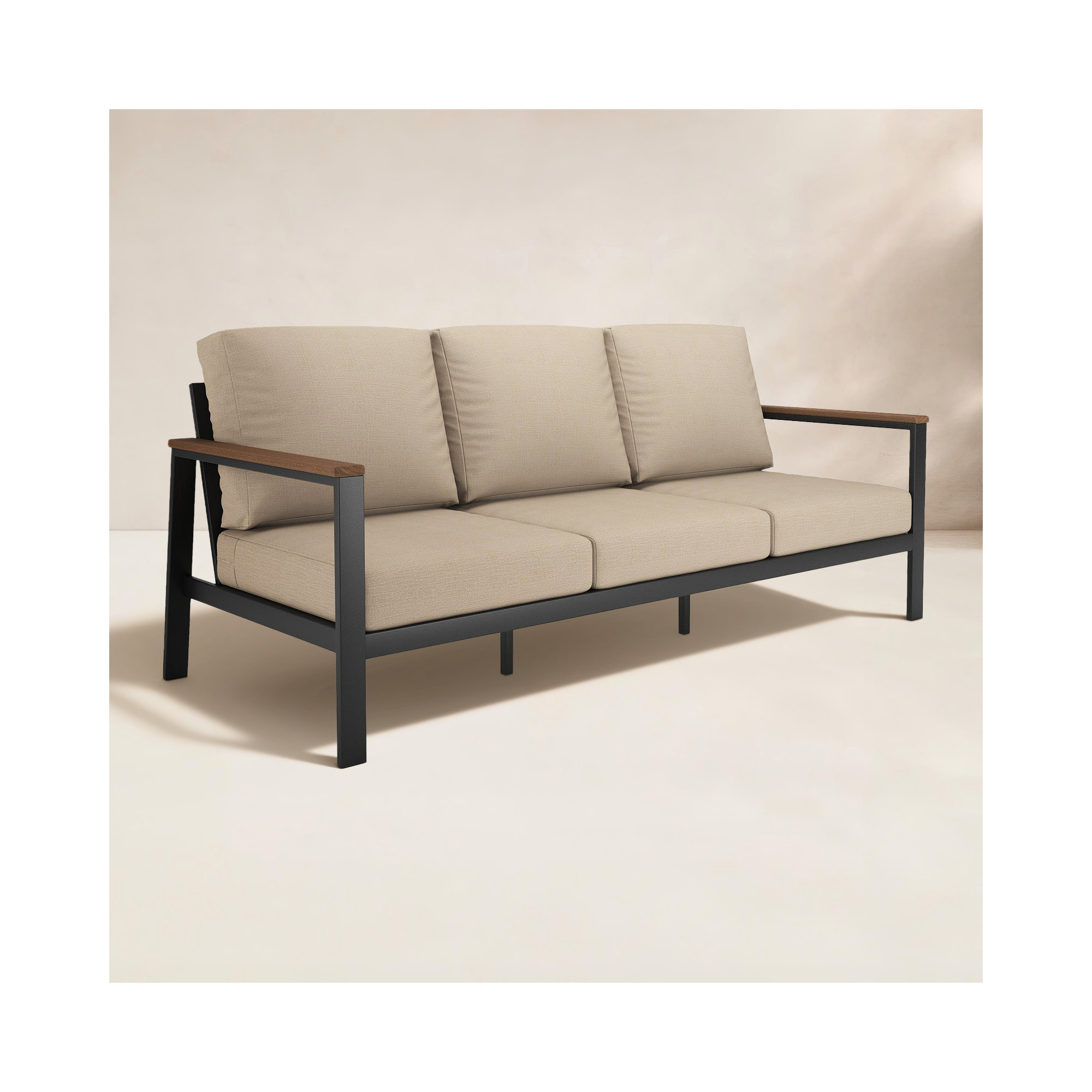 Townsend Outdoor Patio Sofa with Cushions, Cast Ash Sunbrella® Plainweave