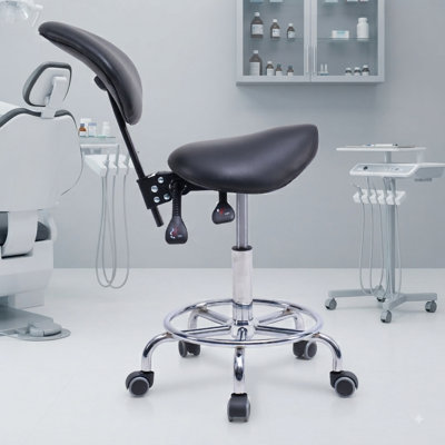 Tabouret ergonomique LifeSky avec dossier pour dentistes : jusqu’à 3 heures de confort sans douleur – Siège inclinable et réglage hydraulique pour les traitements de canal – Fauteuil de cabinet médical avec roulettes pivotantes et repose-pieds inclus.