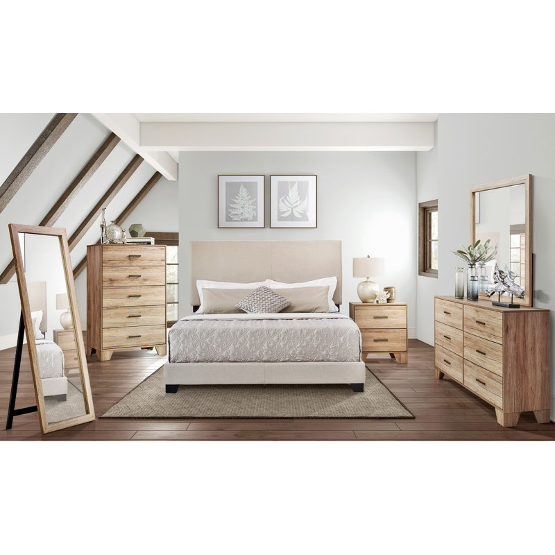 Beckville Upholstered Low Profile Standard Bed, Full, Warm Gray