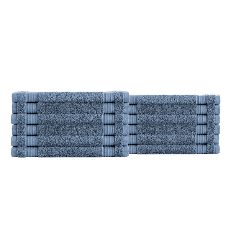 Shannan 12" W Terrycloth Washcloth Set , Navy