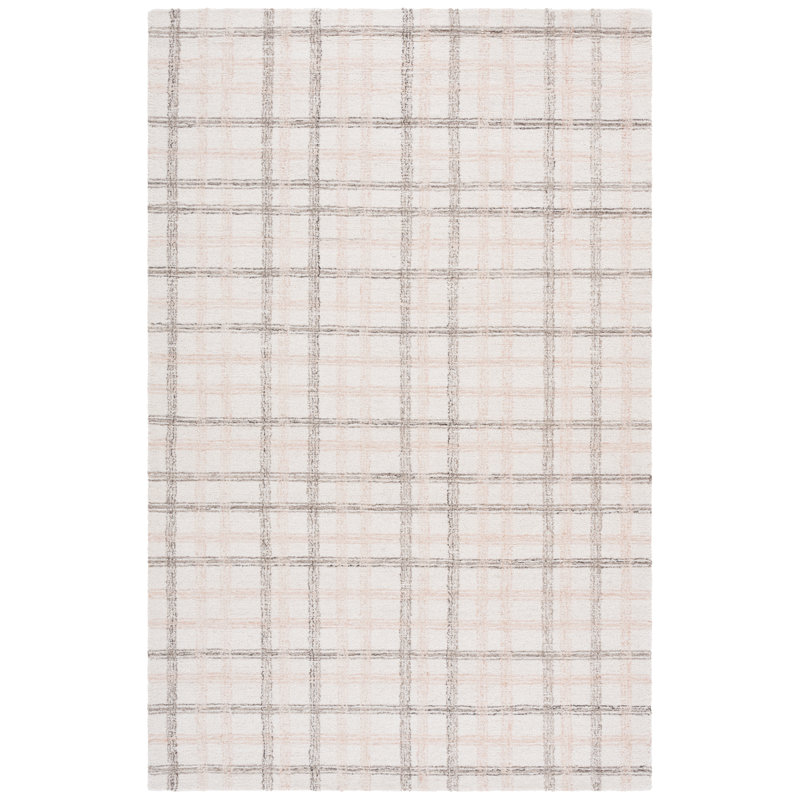 Plaid Wool Hand Tufted Area Rug, Rectangle 122 x 183 cm