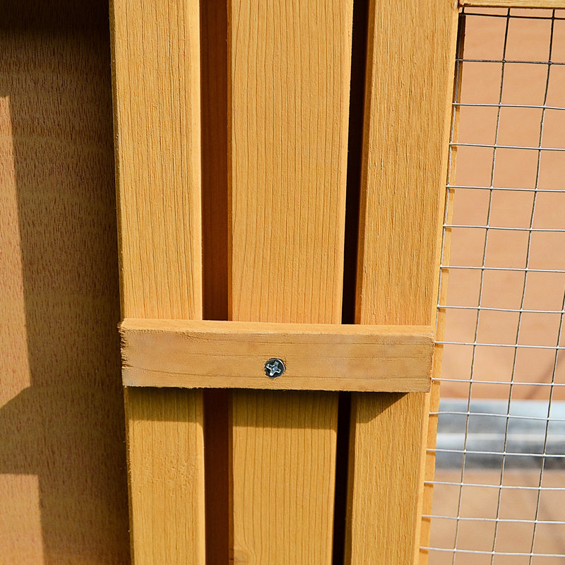 Yellow Rabbit Cage With Waterproof Asphalt Shingle Roof - Version Fir Wood Construction