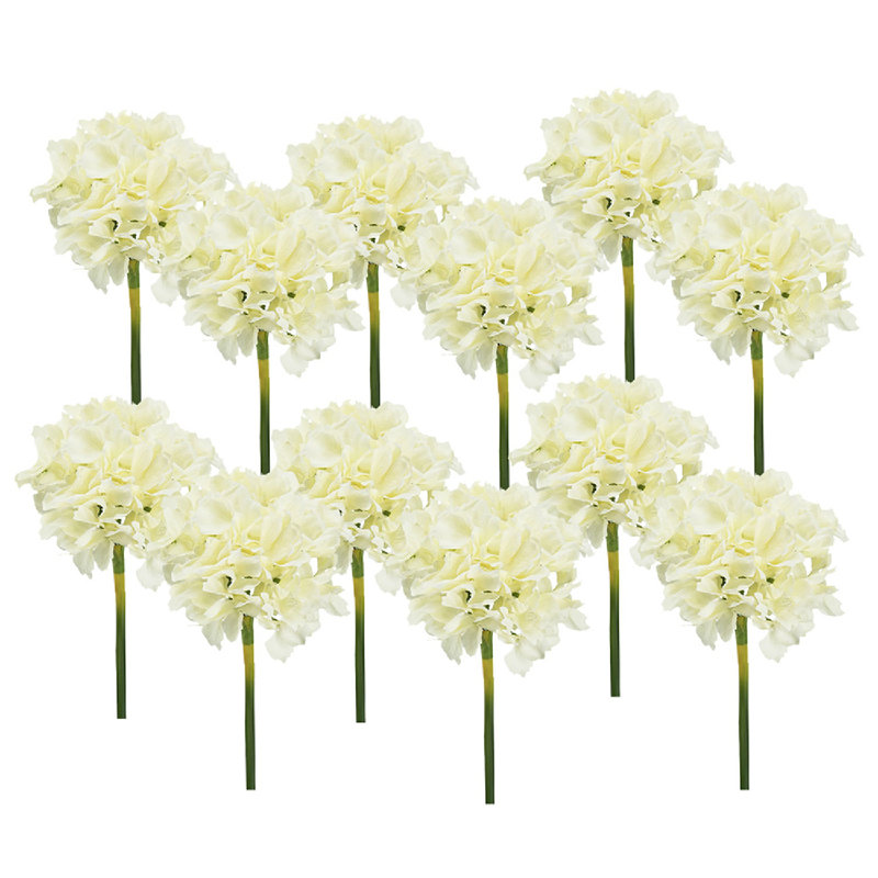 14" Almost-Real Hydrangea - Set of 12, Cream