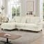 Canapé modulaire en forme de L Mid-Century à trois places avec accoudoirs évasés et volants amovibles, avec jupes plissées et pieds fuselés, canapé en chenille confortable à 3 sièges profonds avec repose-pieds mobile, blanc beige-1800613797