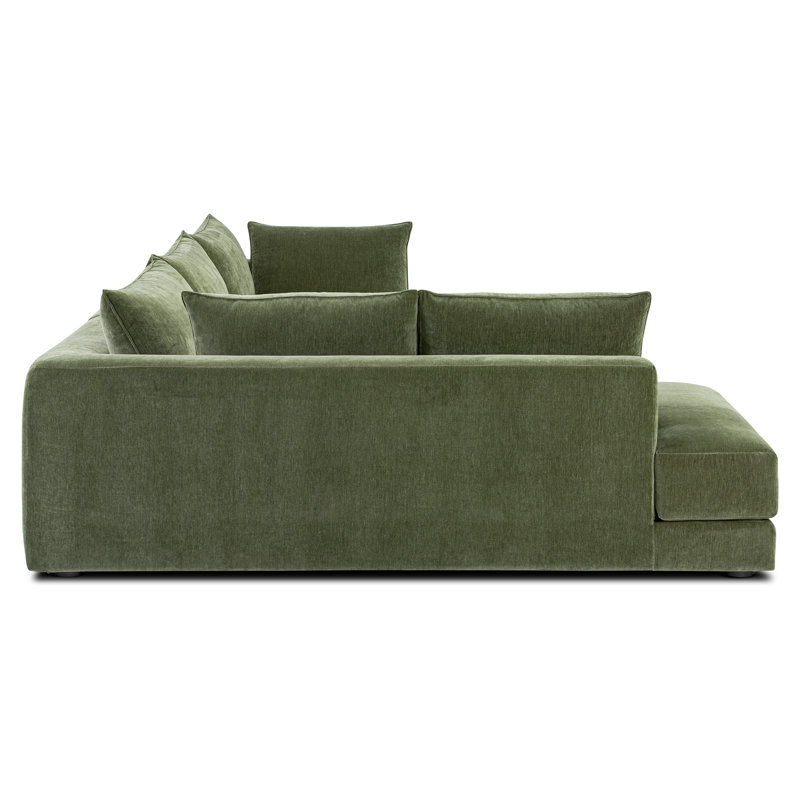Quincey Upholstered Chaise L-Sectional, Left Hand Facing, Sagano Green Fabric