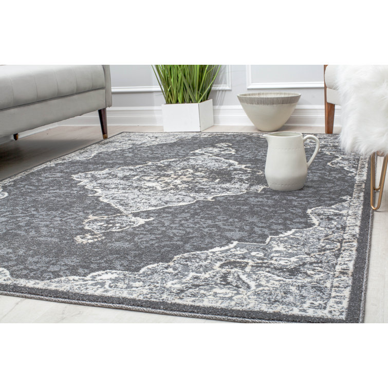 Hailey Vintage Black Velvet Petunia Area Rug