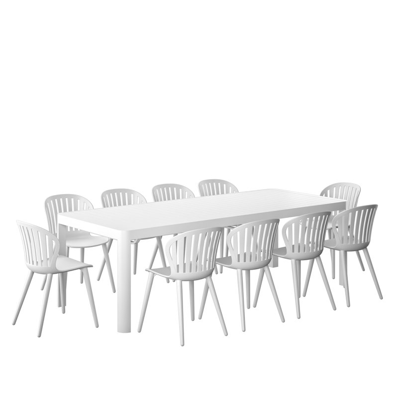 Ensemble repas extensible en aluminium et résine Amazonia Milky