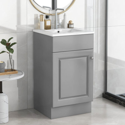 18"Freestanding Bathroom Vanity with Ceramic Sink