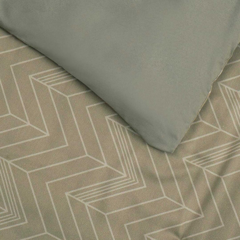 Laura Ashley Printed Reversible Plush Throw Blanket, Édredon de très grande taille et 6 pièces suppl, Vert géométrique