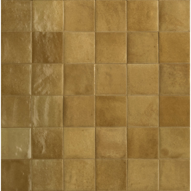 Marrakesh Zellige | 4"x4" Ceramic Wall Tile, Kaki