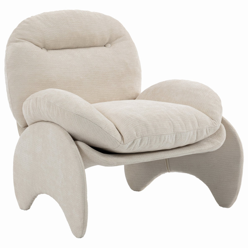 Fauteuil d'appoint en forme de crabe amusant et doux en tissu chenille Family Time, Beige