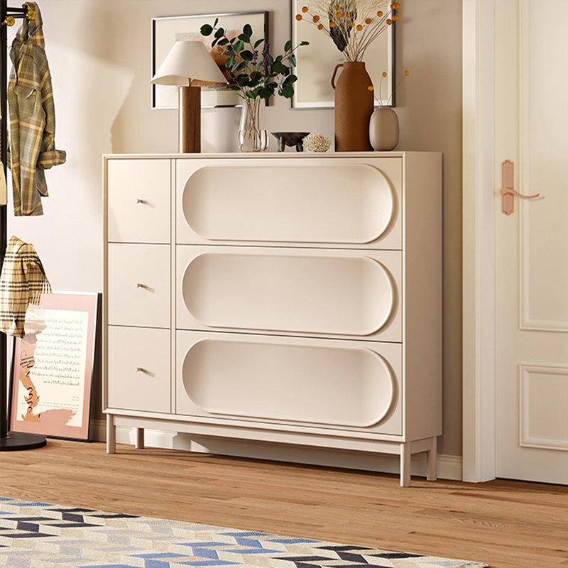 Modern Beige Solid Manufactured Wood Accent Cabinet, 47.24" H x 55.12" W x 9.45" D