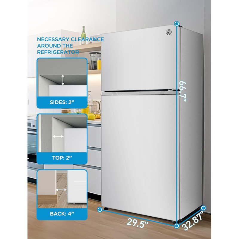 Commercial Cool 20 Cu. Ft. Top Mount Refrigerator with Freezer, 2-Door Refrigerator with Top Freezer and Adjustable Temperature Control, Ice Maker Ready, ENERGY STAR, CCR2000GW, White