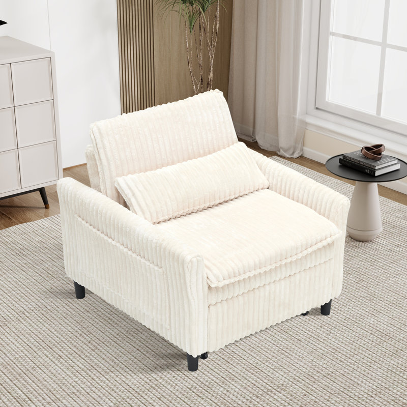 Fauteuil d'appoint rembourré convertible l 32,26 po, Beige