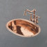 Lavabo de salle de bain à finition miroir martelé en cuivre avec robinet optionnel