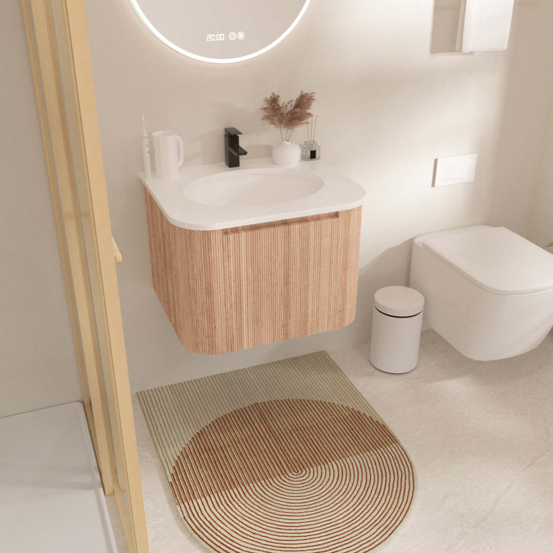 Meuble-lavabo mural avec lavabo courbé, pré-assemblé, 24"
