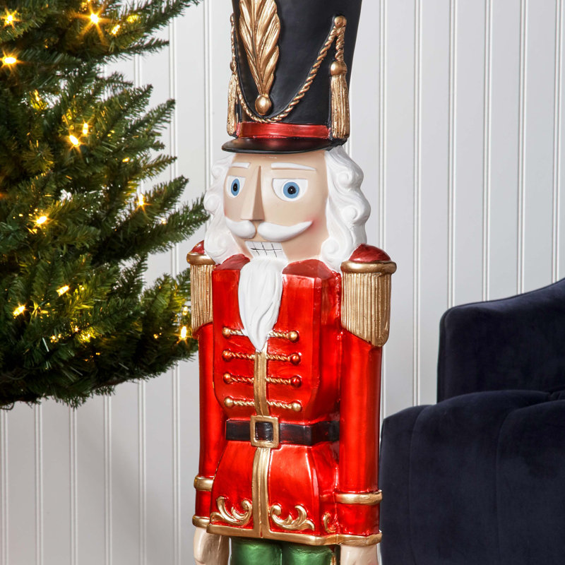 37-Inch Red and Green Resin Christmas Nutcracker Statue